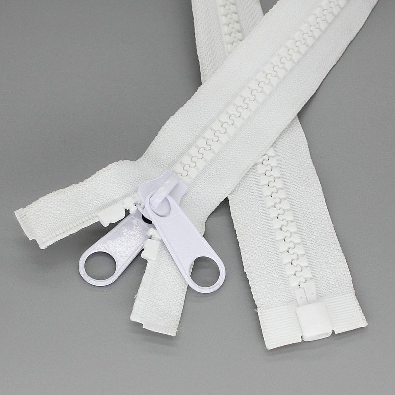 Leekayer #10 Heavy Duty Zippers Separating Large Plastic Zippers White Tape with Double Pull Tab Slider, for Sewing,Sleeping Bag, Boat, Canvas, Cover, Trampoline, Dog Bed,Tent (72" 1pcs) - Image 2